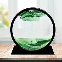 3D Deep Sea Moving Sand Art,Relaxing Kinetic Sandscape Art Table Desk Top to Decor for Any Home, Office Desktop, Mantle,Bookshelf Making It Ideal for Any Setting,Green,10in