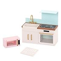 Lori Dolls – Backsplash Urban Kitchen – Kitchen Set for Mini Dolls – Dollhouse Furniture & Accessories for 6-inch Dolls – Oven, Stove, Sink, Microwave – Playset for Kids – 3 Years +, (LO37095Z)