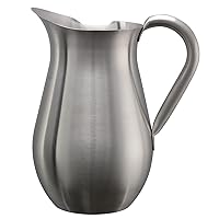 Service Ideas WPB2BSNG Water and Cold Beverage Pitcher, No Ice Guard, Bell Shaped, 2 Liter (66.6 ounces), Dishwasher Safe, Brushed Stainless Steel