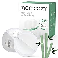 Momcozy Bamboo Fiber Disposable Nursing Pads, 100% Natural Materials and 100% Biodegradable, Skin Contacts Only Most Natural Materials, for Sensitive Skin, Individually Packaged（120 Count）