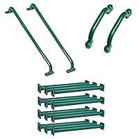 Bacaloo 16.5 Inch Monkey Bars for Kids Outdoor - Set of 12 Green Powder Coated Bars, Set of Two 37 Inch Safety Handle Bars, and Set of Two 9.5 Inch Safety Handle Bars