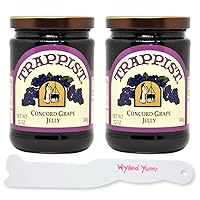 Concord Grape Jelly Bundle with (2) 12 oz Jars of Trappist Concord Grape Jelly and 1 Spreader Plastic Knife and Jar Scraper