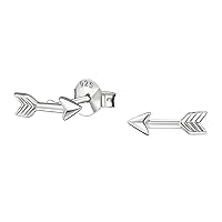 Arrow .925 Sterling-Silver Very Very Tiny Stud Earrings, Minimalist Dainty Earrings, 2nd Ear Piercing (Hypoallergenic)