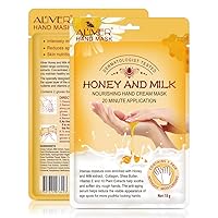 Hand Moisturizing Mask, Gloves, Honey and Milk Hand Care Spa Gloves Moisture Enhancing Gloves for Dry Hands Exfoliating gloves, peeling mask for dry hands, repair rough skin(5 Pairs)