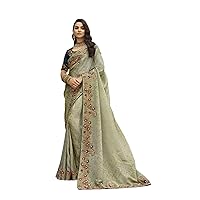 Multicolor Wedding Ceremony wear Woman Designer Silk Saree Blouse Heavy work Indian Bollywood Bride'smaid Sari 3164