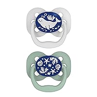 Dr. Brown's Advantage Glow-in-the-Dark Baby Pacifier, Fully Symmetrical Soother with Soft Silicone Bulb, 0-6m, BPA Free, Blue Ocean, 2 Pack (Style May Vary)