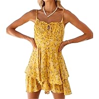 Floral Printed Mini Dress Tiered Chic Backless Beach Dresses