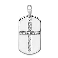 Jewelry Affairs Real Gold Lab Grown Diamond Men's Cross Dog Tag Pendant Charm