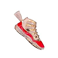 10k Yellow Gold Diamond Jumpman Jordan 23 1.2ct Diamond Red Shoe 2.0' Pendant - custom jewelry