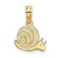 JewelryWeb 14k Solid Polished Textured back Gold Textured Mini for boys or girls Snail Pendant Necklace Measures 12.44mm long