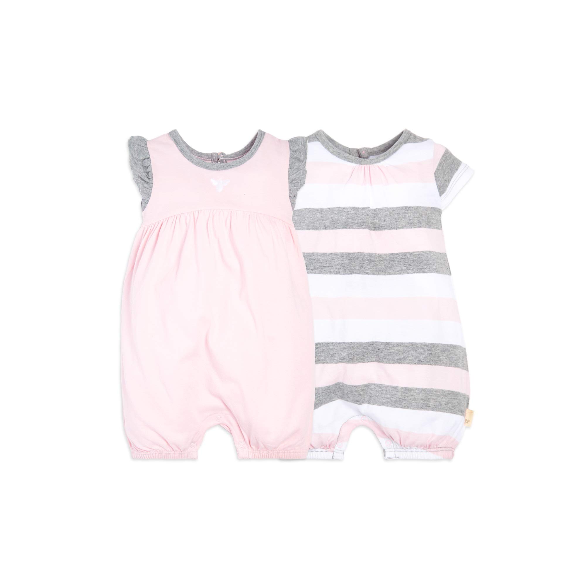 Burt's Bees Baby Baby Girl's Rompers, Set of 2 Bubbles, One Piece Jumpsuits, 100% Organic Cotton