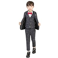 Boys' Tweed Three Pieces Suit One Button Jacket Single Breasted Button Vest for Wedding Banquet