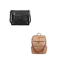 FADEON Large Crossbody Purses for Women and leather Laptop Backpack