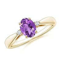 Solitaire Oval 1 Ctw Amethyst Gemstone 925 Sterling Silver Women Wedding Stacking Ring GIFT FOR HER