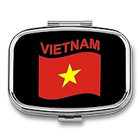 Flag of Vietnam Travel Pill Case 2 Compartments Small Pill Organizer Portable Pill Box Containers for Purse Pocket