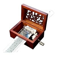 Youtang Vintage Carved Wood 15 Note Mechanism Musical Box Handcrank Music Box Gift