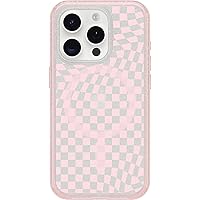 OtterBox iPhone 15 Pro (Only) Symmetry Series Clear Case - CHECKMATE (Pink), snaps to MagSafe, ultra-sleek, raised edges protect camera & screen