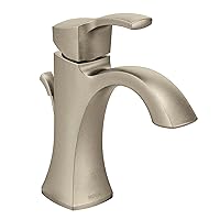 Moen Voss Brushed Nickel One-Handle Single-Hole High-Arc Bathroom Faucet with Drain Assembly, 6903BN