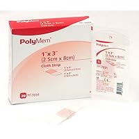 PolyMem Cloth Strip Wound Dressing, Sterile, Foam, 1' X 3' Adhesive, 1' X 1' Pad, 7031 (Box of 20)