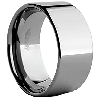Metal Masters Co. Tungsten Carbide Wide Wedding Band Men's Ring Comfort Fit, 12MM Sizes 7 to 15
