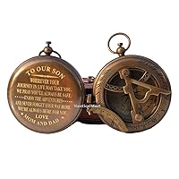 Personalized Compass to Our Son, Gift for Son, Gift to Son from Mom/Dad, Son's Gift for Birthday Christmas Customized Working Brass Compass (to Our Son)