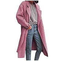 RMXEi Winter Coats For Women Warm Breasted Faux Wool Coats Trench Woolen Coats Jackets Lapel Slim Long