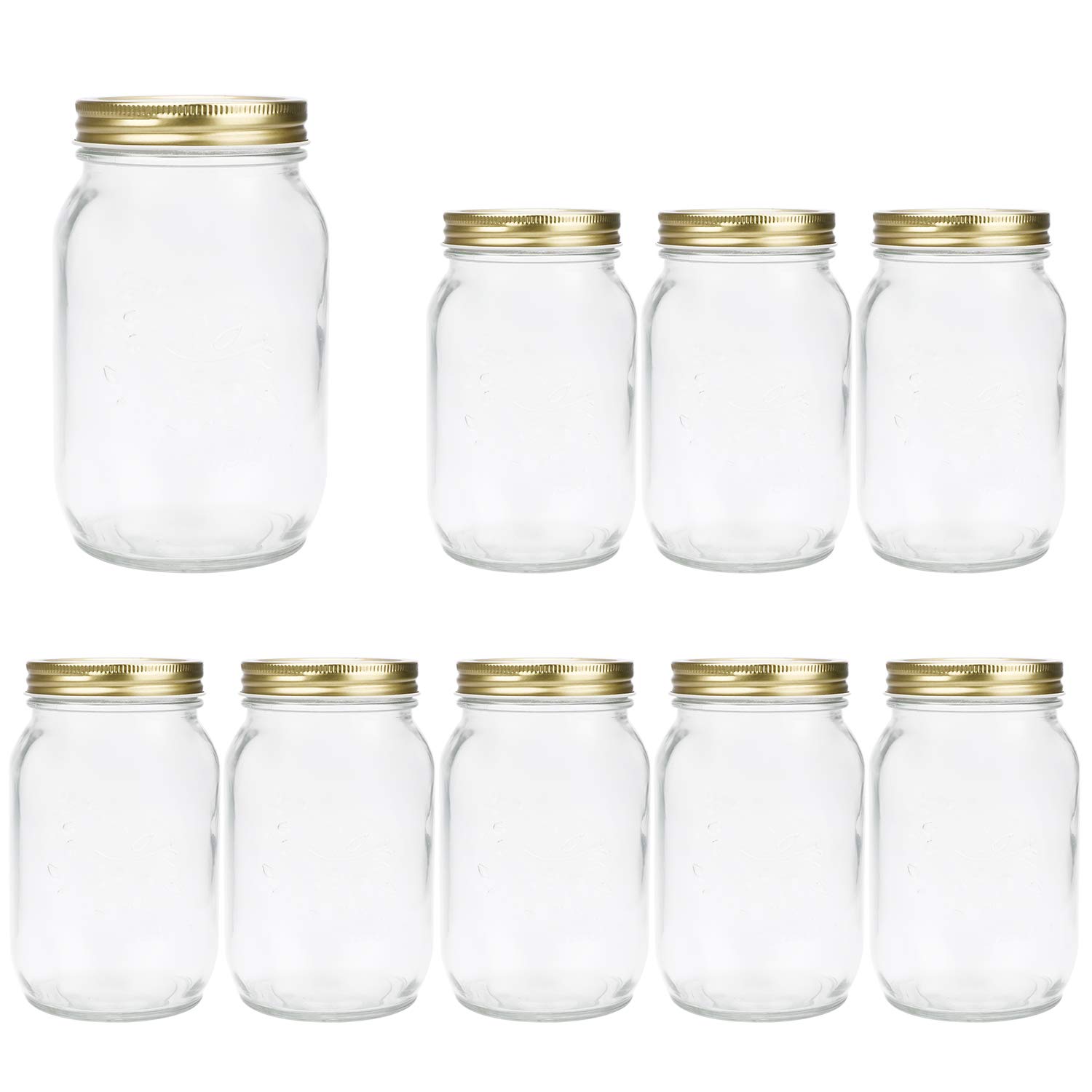 32 oz Glass Jars With Lids,Encheng Wide Mouth Ball Mason Jars 1000ml,Canning Jars For Pickles,Herb,Jelly,Jams,Honey,Glass Storage Jars Kitchen Cani...