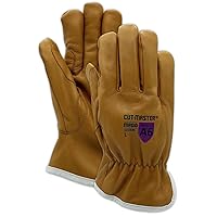 CutMaster ANSI A6 Para-Aramid Lined Leather Drivers Glove, 1 Pair, Sizes 7/S, Tan, 1265OBL
