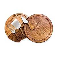 PICNIC TIME Disney Princess Beauty & the Beast Acacia Brie Cheese Board and Knife Set, Charcuterie Board Set, Wood Cutting Board, (Acacia Wood)