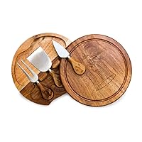 Disney Princess Beauty & the Beast Acacia Brie Cheese Board and Knife Set, Charcuterie Board Set, Wood Cutting Board, (Acacia Wood)