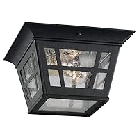 Sea Gull Lighting 78131-12 Herrington Two - Light Outdoor Ceiling Flush Mount Outside Fixture, Black 6.5x10.75x10.75