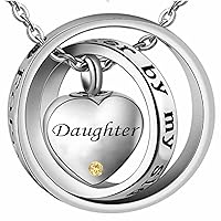 misyou Ashes urn Necklace Daughter No Longer by My Side Forever in My Heart Memorial Keepsake Jewelry