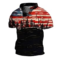Mens Henley Shirts Retro Short Sleeve Tee Shirts Casual Button Down Stand Neck T-Shirts Summer Basic Fit Tee Tops