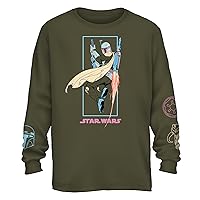 STAR WARS Boba Fett Flying Box Green Graphic Tee Men's Adult Long Sleeve T-Shirt