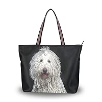 Women Tote Shoulder Bag Komondor Dog Handbag