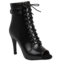 Women's Latin Dance Shoes High Heels Sexy Stilettos for Ballroom Peep-toe Ankle Boots Model F26