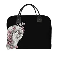Butterfly Flower Wolf Travel Tote Bag Large Capacity Laptop Bags Beach Handbag Lightweight Crossbody Shoulder Bags for Office