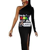 See The Able Not The Label Autism Awareness Sexy Maxi Dress for Women Fashion Elegant Long Dresses for Party Evening