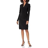 Norma Kamali Women's Long Sleeve Side Drape Dress Below The Knee