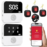 WiFi Smart Wireless Caregiver Pager Life Alert System SOS Call Buttons for Seniors Patient Disabled Elderly 3 Emergency Buttons 1Wrist Button 2 Receivers(only Supports 2.4GHz Wi-Fi)