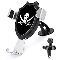 Pirate Jack Rackham Flag Phone Holder Mount for Car Windshield Dashboard Air Vent Fit for Most Cell Phones