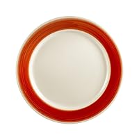 CAC China R-21-RED Rainbow Rolled Edge 12-Inch Red Stoneware Round Plate, Box of 12