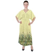 CowCow Womens Long Summer Gown Maxi Vintage Floral Flowers V-Neck Kimono Style Loose Maxi Dress