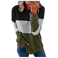Long Sleeve Shirts for Women O Neck Blouse Casual Sweater Tops Printed Sweatshirts Loose Fit Pullover Trendy Shirt