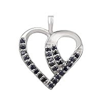 925 Sterling Silver 0.01 Ctw Round Tanzanite Gemstone Art Deco Heart Pendant Necklace
