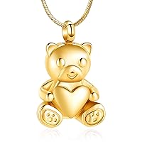 Teddy Bear Cremation Jewelry Ashes Necklace Funeral Memorial Pendant Keepsake Cremation Jewelry for Ashes for Pet/Human