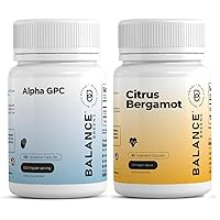 Alpha GPC Choline Supplement 600mg – 120 Vegetable Capsules - Advanced Memory Formula and Citrus Bergamot 500mg - Revitalize Your Heart Health - Advanced Bergamot Supplement