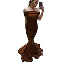 Women's Off Shoulder Mermaid Ball Dress Spandex Long Tail Evening Dress