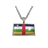 Thin Bordered Central African Republic Flag Pendant Necklace