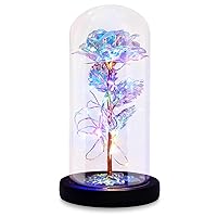 Rose Flower Gifts for Women - Birthday Gifts for Mom - Valentines Day Gifts for Her - Light Up Rose Flower in Glass Dome - Womens Gifts for Mother Day Anniversary Wedding